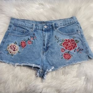 forever 21 embroidered shorts flower patches 30